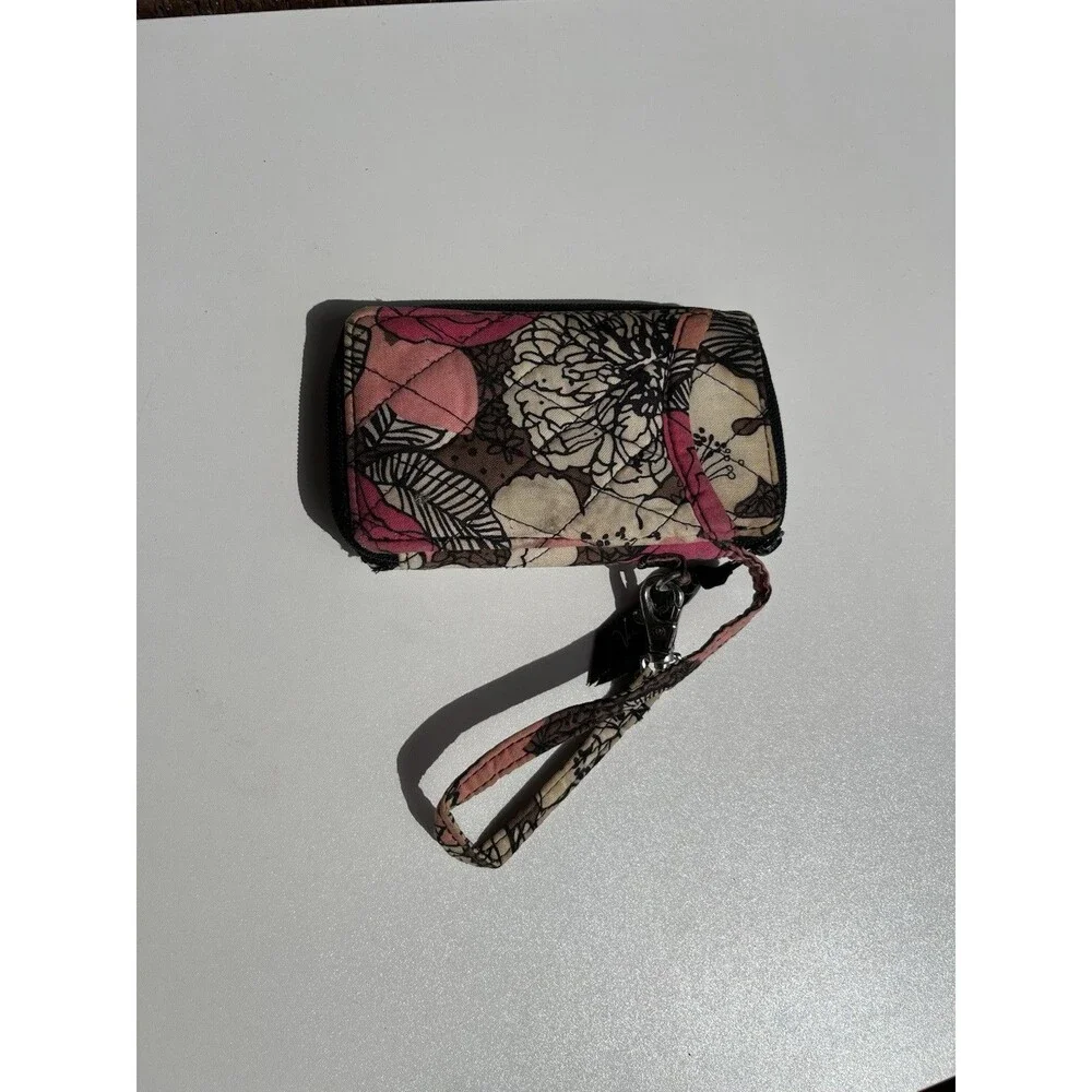 Vera Bradley Mocha Rouge Pink All in One ID Wristlet - Picture 2 of 5